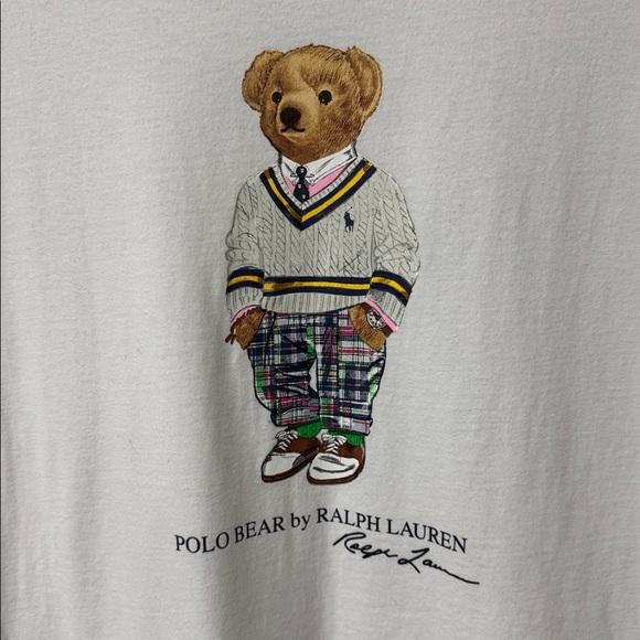 MEN'S RALPH LAUREN POLO SHORT SLEEVE SHIRT WHITE with SIGNATURE BEAR XLT - Picture 3 of 6